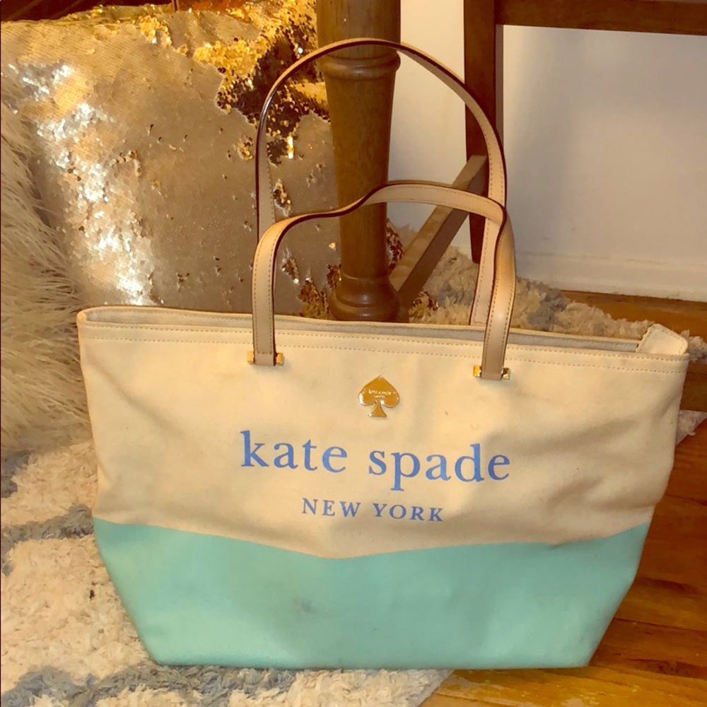 Tiffany Blue and Sand Kate Spade Bag